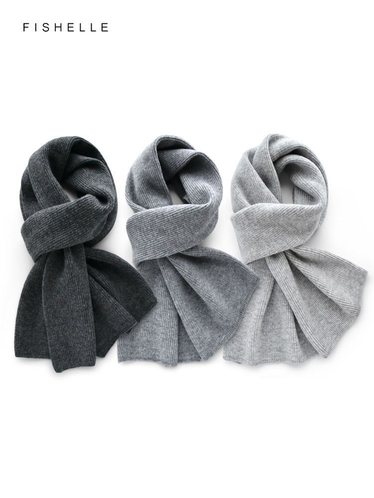 Wool Scarf Men - Grauer einfarbiger Kaschmirschal Winter Männer weibliche